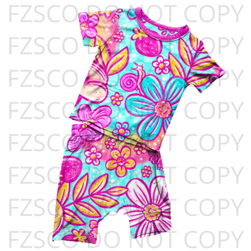 BLUE FLORAL Kid/Adult Lounge Set- Summer Daize